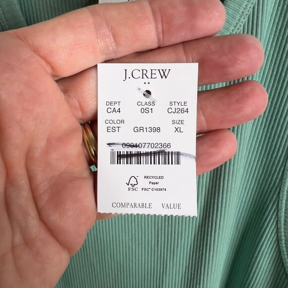 J.Crew $90 Ribbed-knit mixy dress Eucalyptus Green Size XL CJ264 - Picture 4 of 7